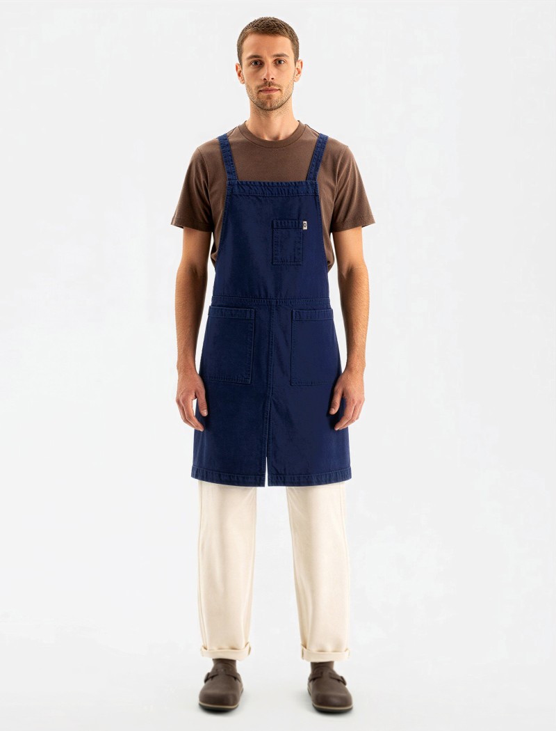 Tone Long Klein Apron Front View | QOOQER Tone Long Schürze - Blau Klein